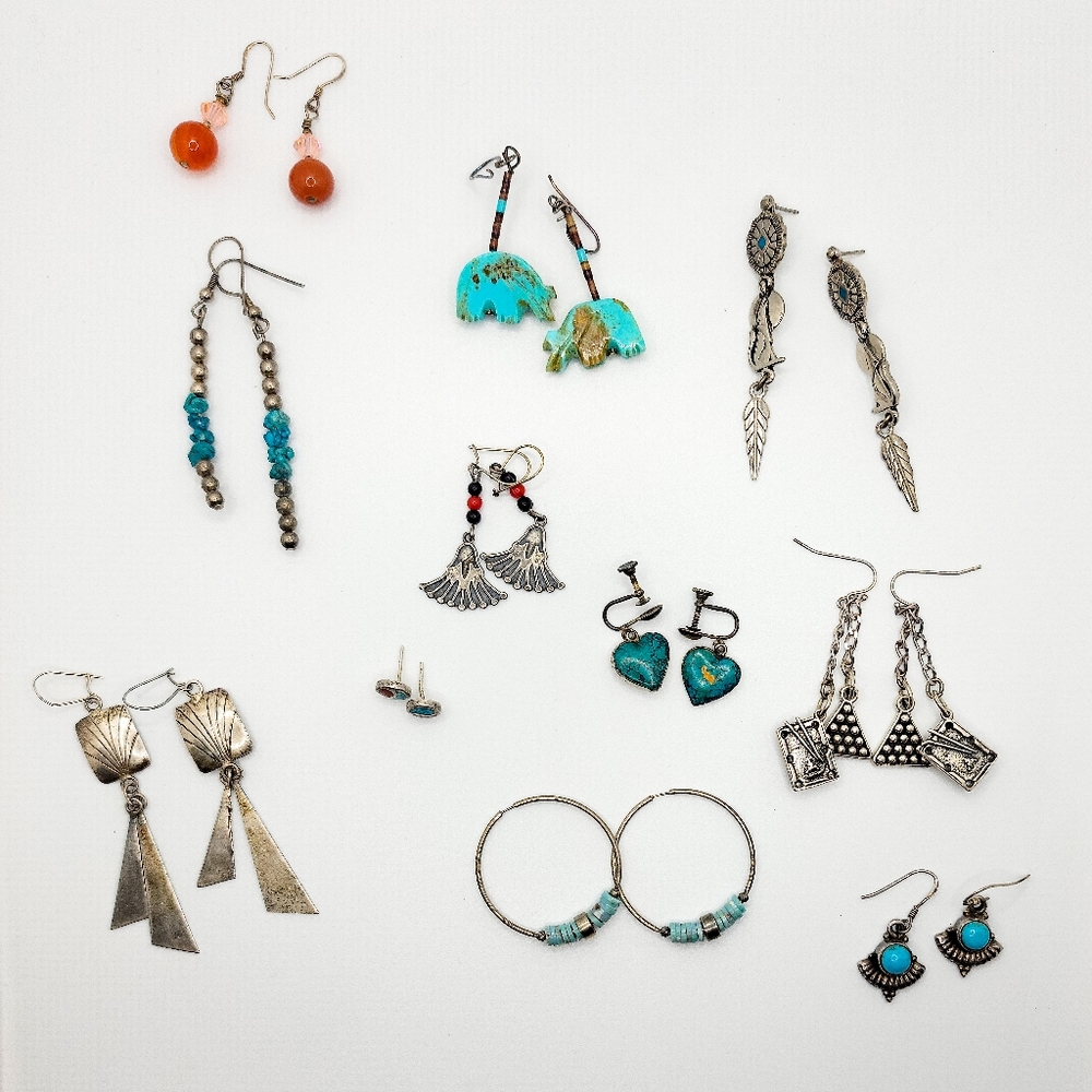11 Pairs of Native American Earrings
